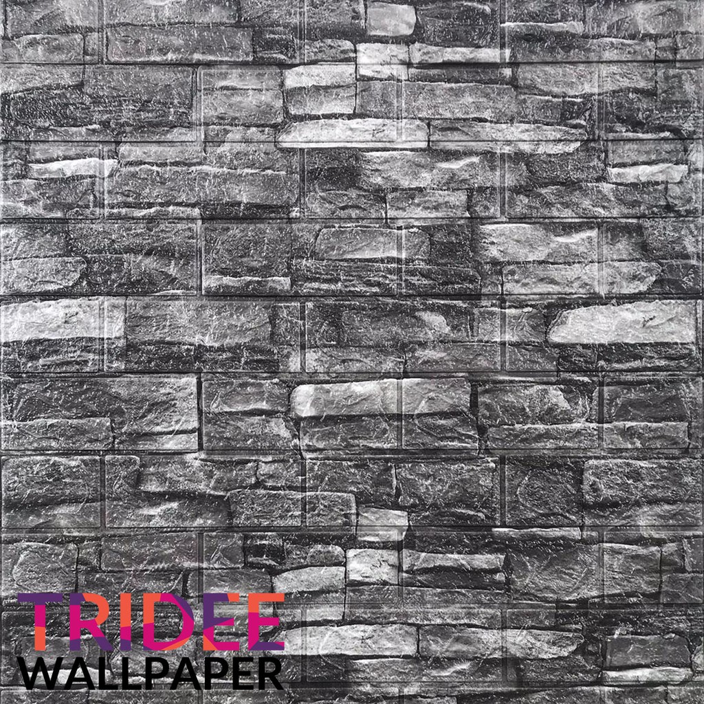 Wallpaper Foam 3D Motif Batu Hitam Putih 7MM|TRIDEE STONE BLACK WHITE