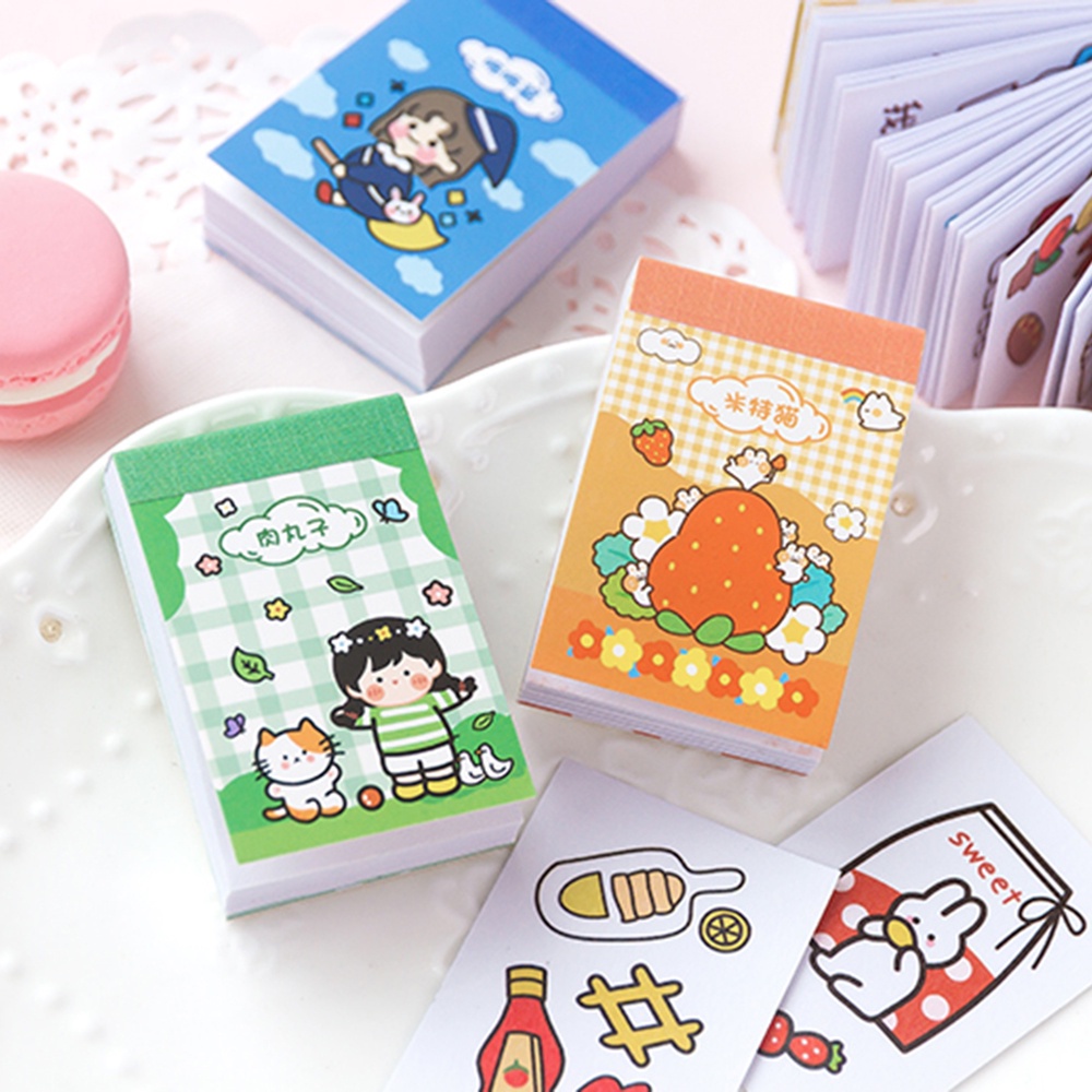 Quinton 50pcs / Set Stiker Label Motif Kartun Beruang / Kelinci / Anak Perempuan Untuk Dekorasi Buku Diary / Scrapbook Diy