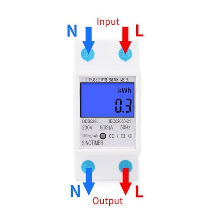 Voltmeter Ammeter Wattmeter Kwh Meter Dinrail Sinotimer 5-23A 230V AC