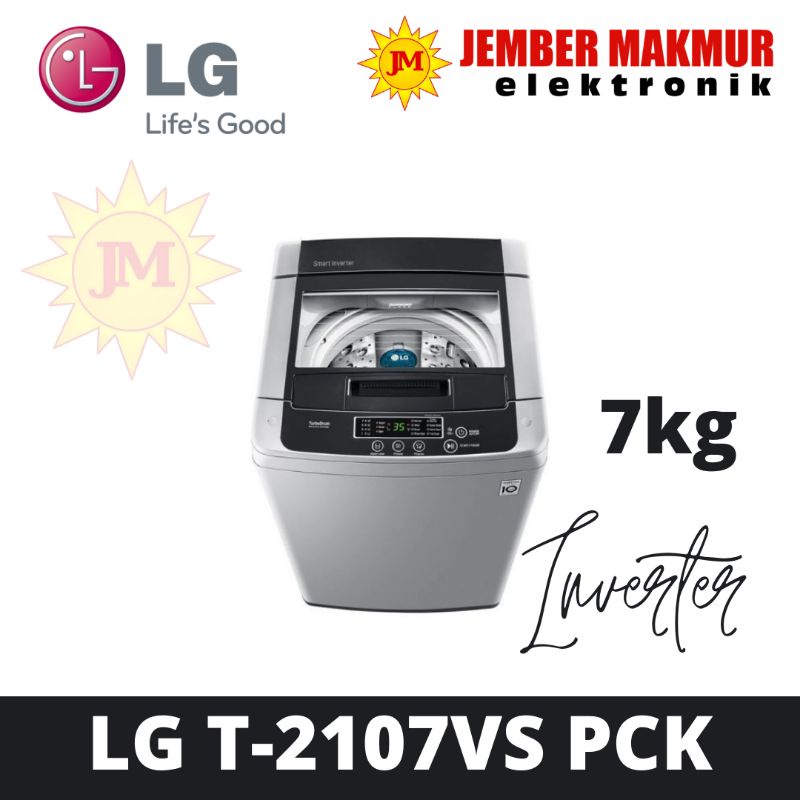 LG T2107VSPCK Mesin Cuci Pintu Atas 7Kg Inverter T2107 T-2107VSPCK Otomatis Garansi Resmi