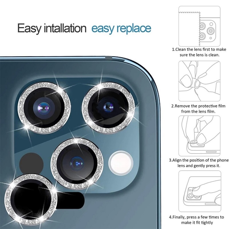 Suitable for iPhone 13 12 Pro Max 11 Pro max camera lens protection, suitable for iPhone 12mini 11 / 12pro masonry flashing lens ring