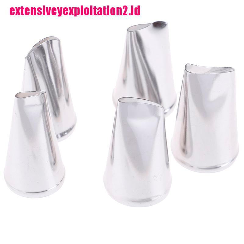 5pcs Ujung Mulut Pipa Icing Desain Kelopak Bunga Rose Bahan Besi