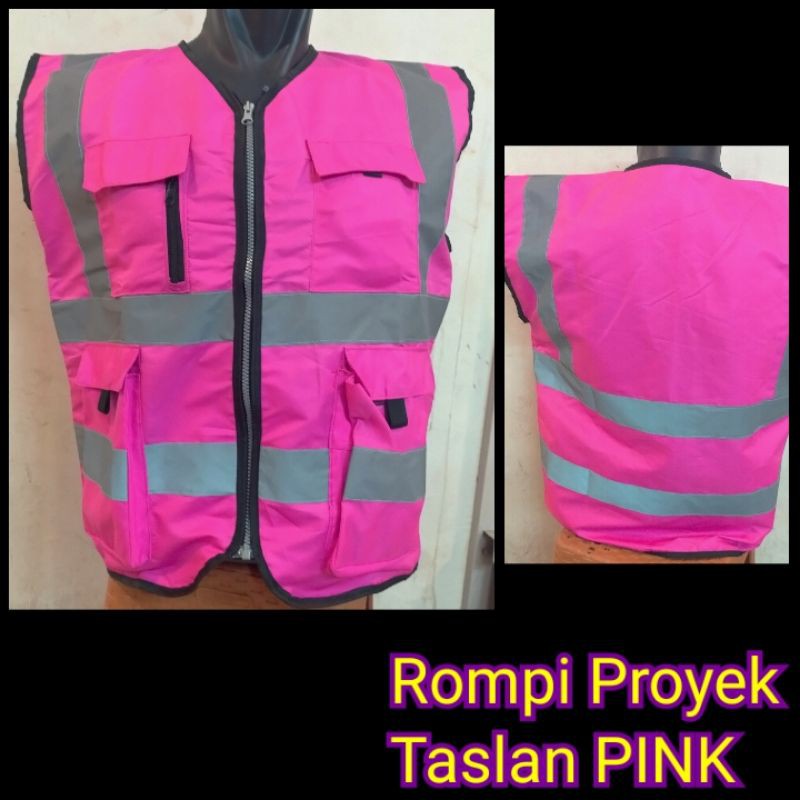 

rompi Proyek Safety Taslan 4 kantong pink