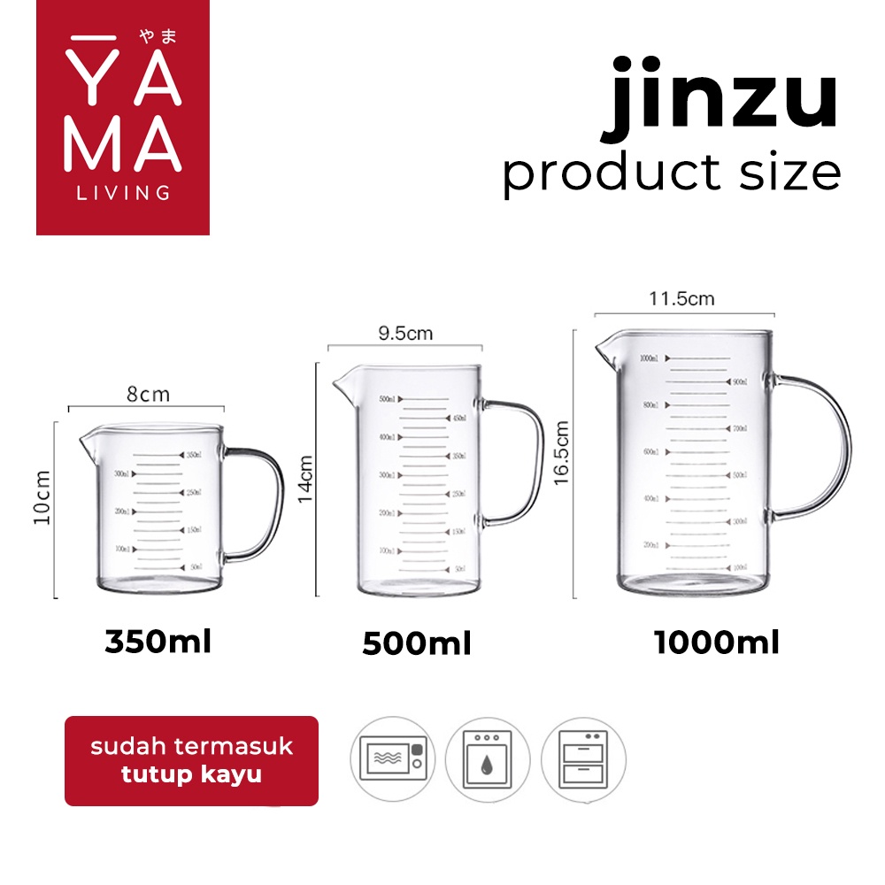 YAMA JINZU Measuring Oil Bottle Jug Glass Botol Minyak Goreng Tahan Panas Kaca Gelas Ukur Takar Serbaguna