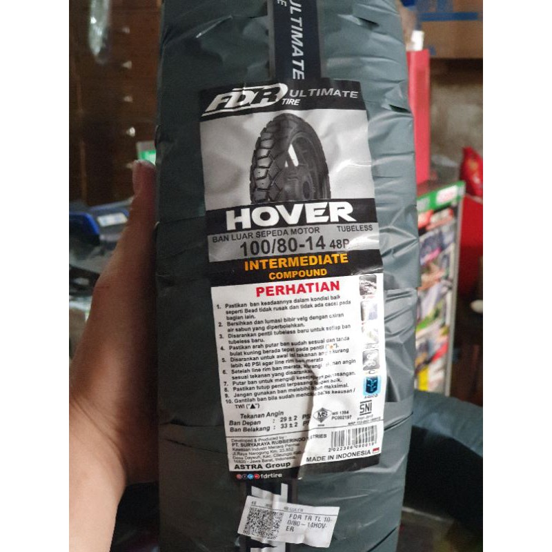 ban luar fdr tubeless 100/80-14 hover