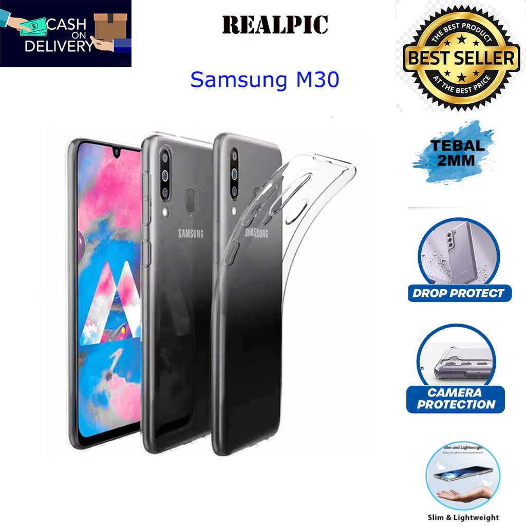 Case Samsung Galaxy M30 Casing Clear HD KETEBALAN 2MM BENING TRANSPARAN TPU Premium Softcase