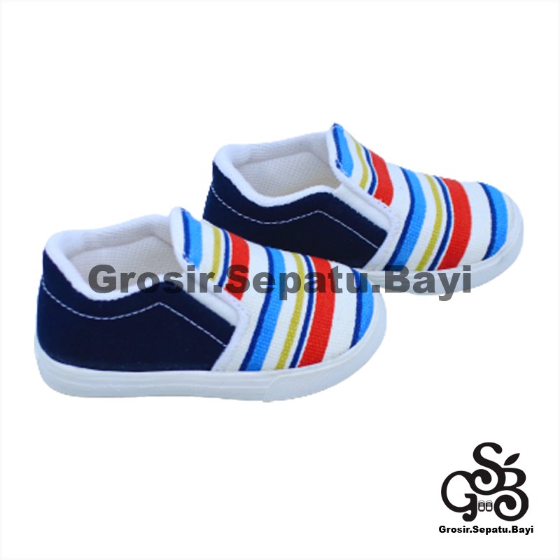 sepatu anak perempuan laki laki slip on motif Rainbow Hitam