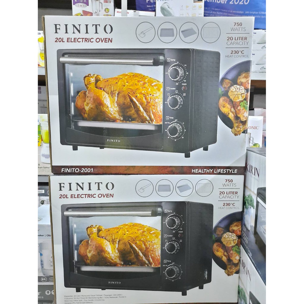 Finito Oven Listrik 20 Liter Finito-2001 Timer Free Tray 750 Watt 20L