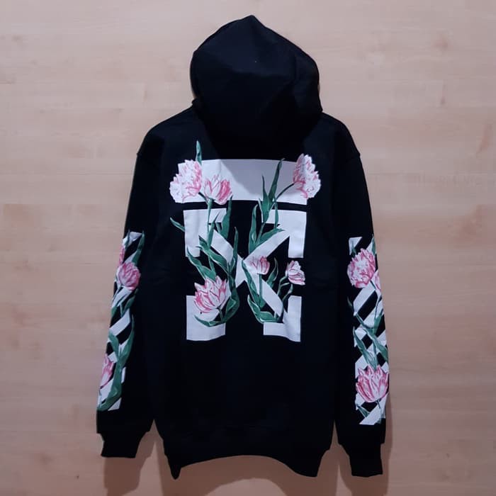 off white pink rose hoodie