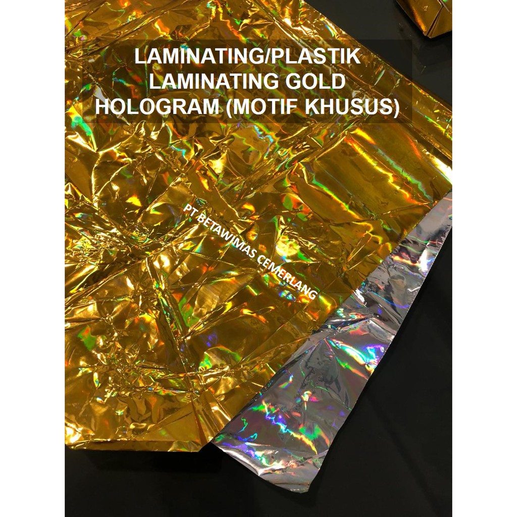 

HOLOGRAM LAMINATING bahan OPP PET EMAS SILVER untuk dus packaging