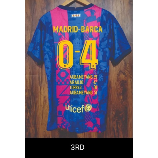 Jersey Barca Barselona UCL 3rd  2021/2022 + Madrid - Barca  0-4