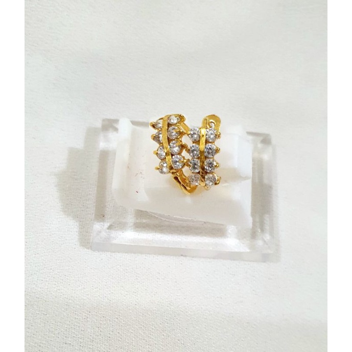 Anting Jepit Klip Baris Mata Emas Muda 1 gram