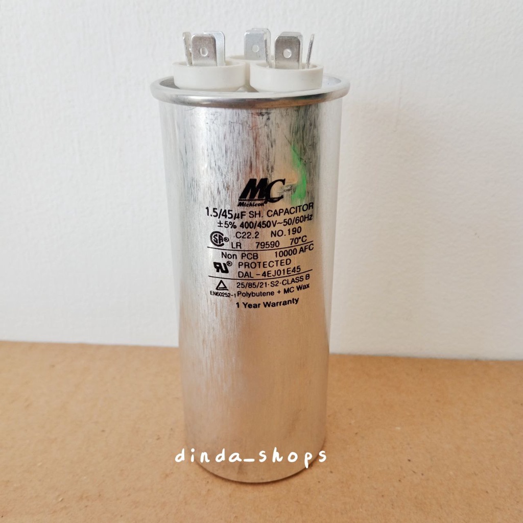 KAPASITOR AC / CAPACITOR AC LG 3 KAKI 45/1,5 uF (MERK MC) 45/1,5 MIKRO