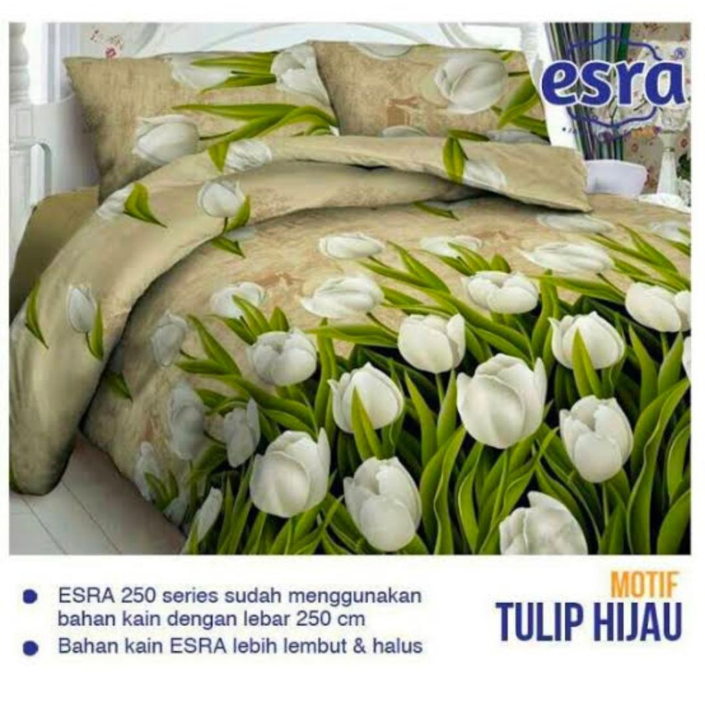 Sprei Handmade/ Bahan Esra/Sprei murah/ Tulip Hijau