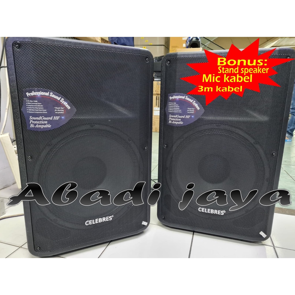 new speaker aktif pasif celebress 15 inch 2 buah 1600 watt original