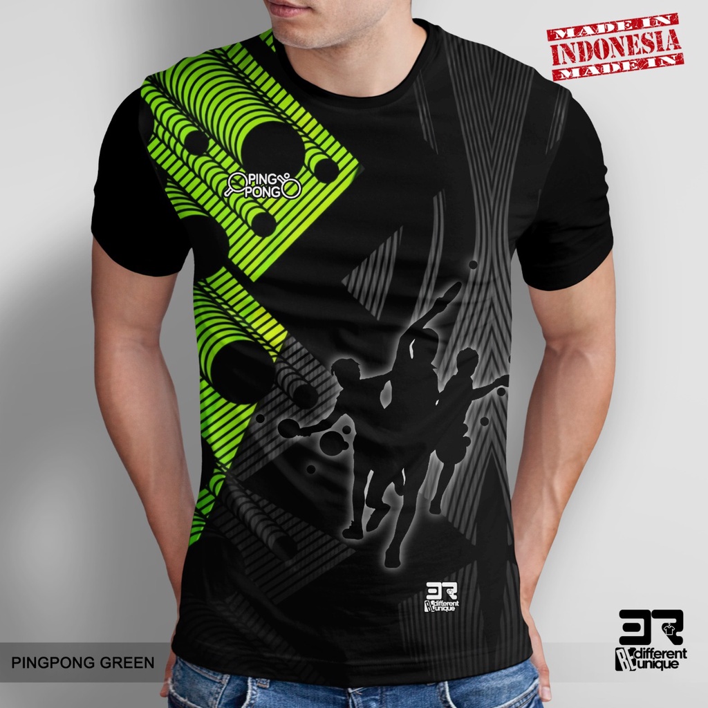 [ COD ] KAOS PRINTING GAMBAR TENIS MEJA PINGPONG GREEN - BAJU DISTRO ORIGINAL MOTIF OLAHRAGA OLAH RA