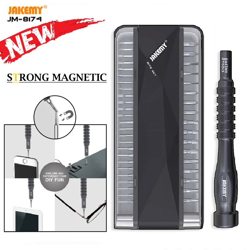 Jakemy Obeng Set Hp Torx Lubang Tengah JM-8174 45 in 1 Hitam Original