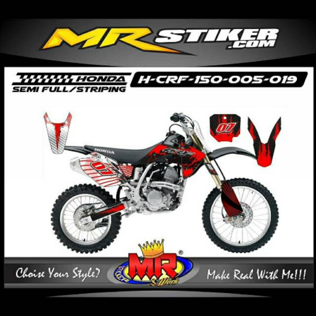 Decal Premium Honda CRF 150 merah hitam putih Stiker Sticker striping teristimewa 01 spec A
