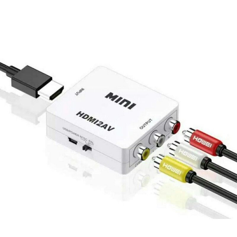 HDMI Mini To AV Converter Adapter High Definition 1080P Plug &amp; Play 3 colokan RCA Box