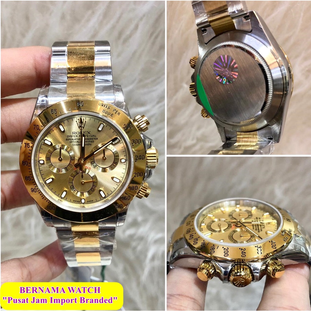 HOT PROMO  JAM TANGAN PRIA MERK ROLEX DAYTONA STAINLESS MATIC SWISS ETA DIAMETER 42MM JAM TANGAN HAD