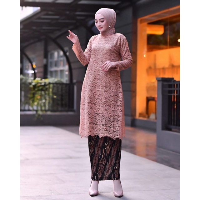 Set Kebaya Tunik Brukat Modern Simple Terbaru Dress Kondangan Wanita New Collection By Laquse_kebaya2