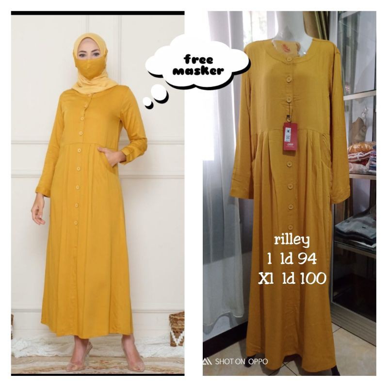 RILLEY - Gamis Kantong Polos Syar i Rayon | Dress Rayon Twill Terbaru | Fashion Muslim Syari Wanita