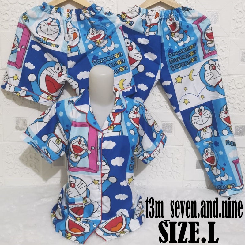 PIYAMA SET 3IN1 SIZE .L/2022-09/KARAKTER/DORA KOTAK/BAJU TIDUR DEWASA/READY STOCK