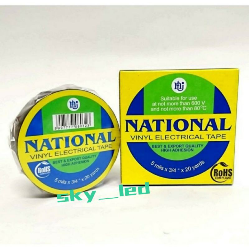 ISOLASI SOLATIP NACHI KABEL LISTRIK HITAM NATIONAL VINYL ELECTRICAL ELEKTRIKAL ELEKTRIK DOUBLE TAPE