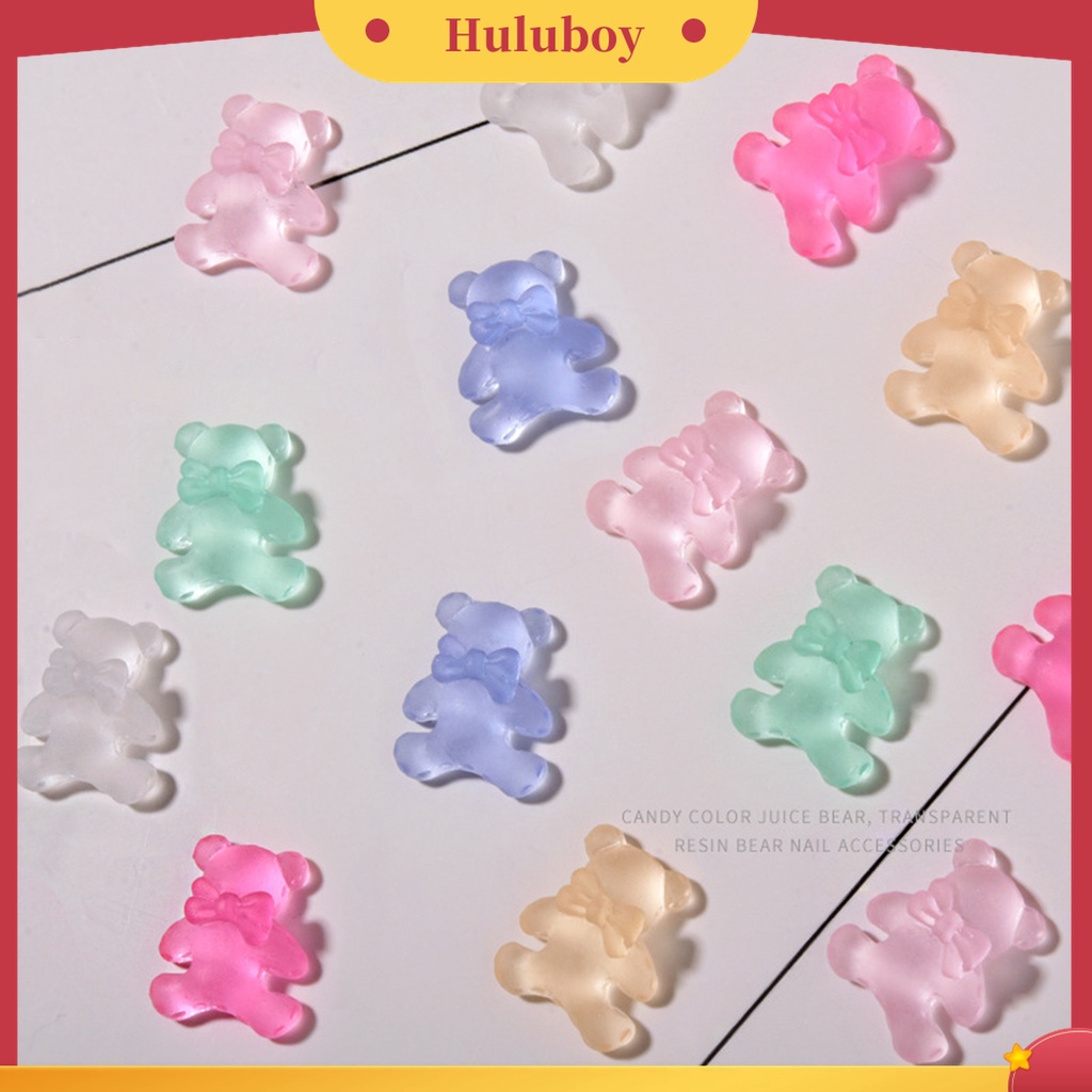 Huluboy Huluboy♡ 30pcs / Set Ornamen Kuku UV Gel Bentuk Beruang Efek Kilau Untuk Aksesoris Manicure Wanita