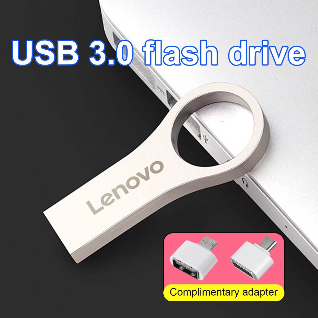 (Huluboy) Lenovo R100 U Disk 4GB / 8GB / 16GB / 32GB / 64GB / 128GB USB 3.0 Anti Air Warna Silver