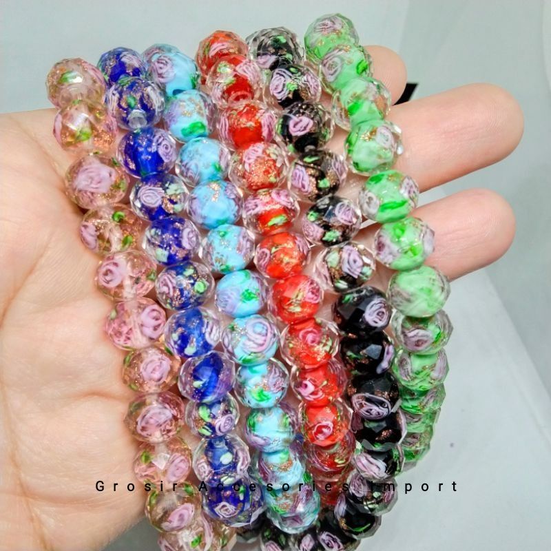 1 Strand Ceko Murano Bahan Gelang Emas Hongkong Ceko Murano Lampwork