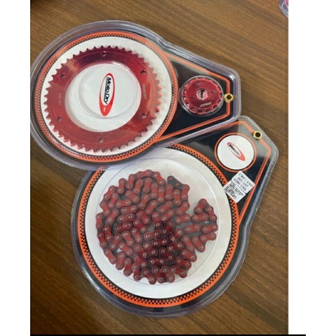GER GIR SET DEPAN BELAKANG HONDA CRF 150 PLUS RANTAI RED SERIES 46T/15 atau 47T/15 SUPERMOTO MTDRY O