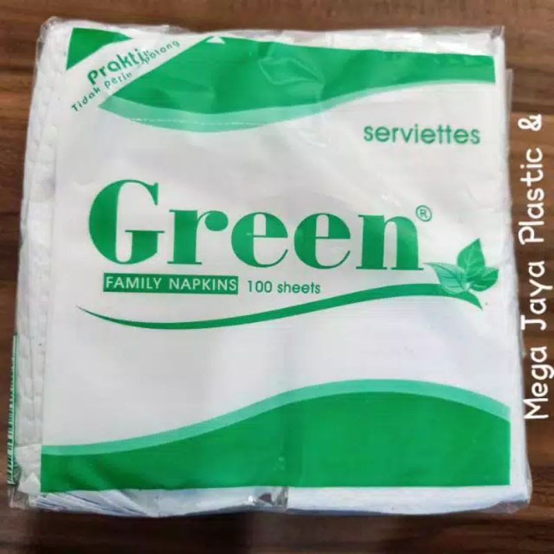 tissue makan potong green soft, lipat isi 100 lembar