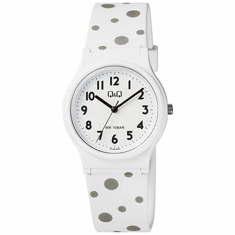 SALE Jam Tangan Wanita Casual Rubber Motif Corak Bulat Analog Original Q&amp;Q QNQ QQ VP46 Series