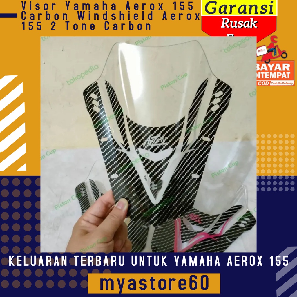 Visor Wind Shield Yamaha Aerox 155 Carbon Twotone Windshield Winsil Aerox 155 2 Tone Two Tone Carbon Karbon Aksesoris Motor Yamaha Aerox 155