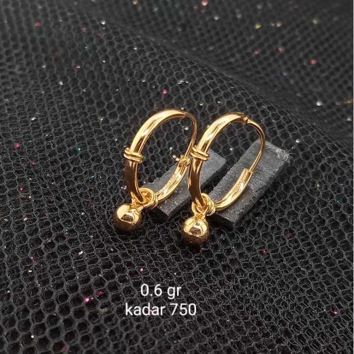 Anting Jipsi Anak Emas 17K kadar 750 - model 1 mrican berat 0.6 gram - 1398