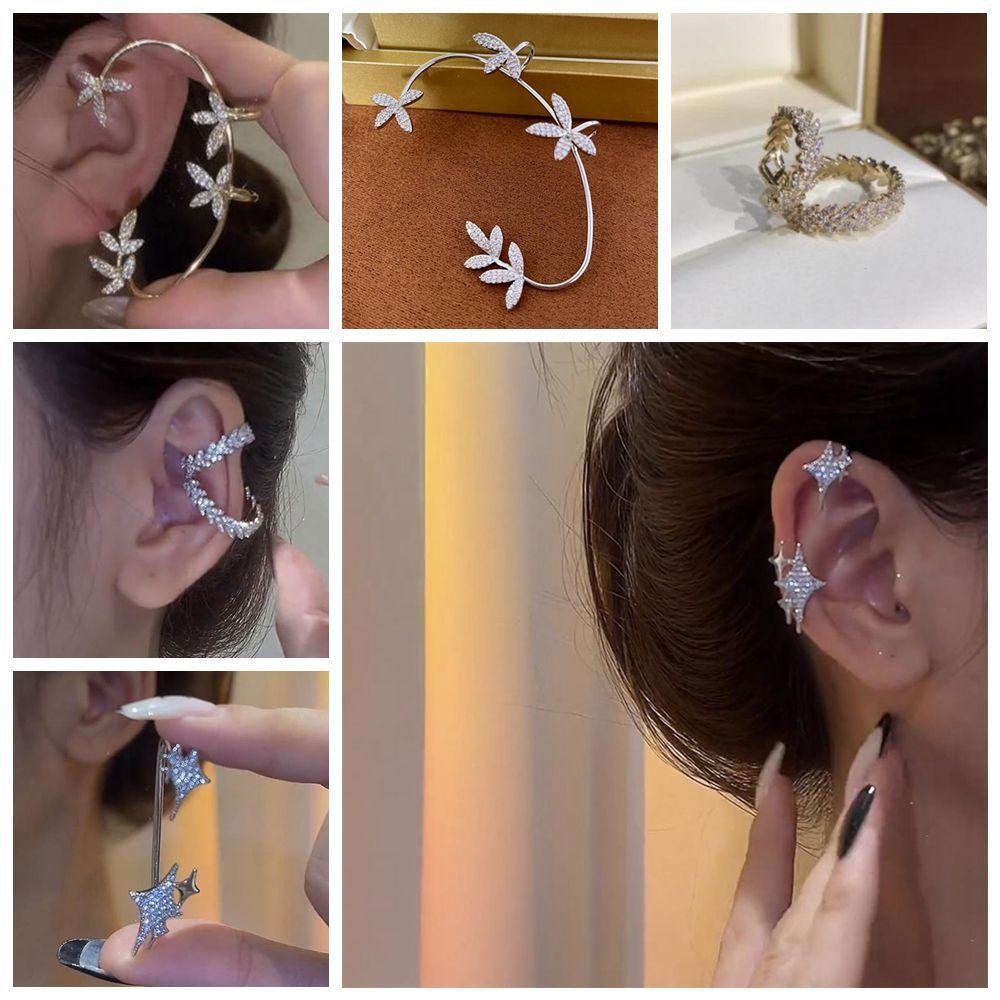 Lily Maple Leaf Ear Wrap Pesta Untuk Wanita Pria Hadiah Natal Perhiasan Hadiah Hari Valentine Anting Tragus