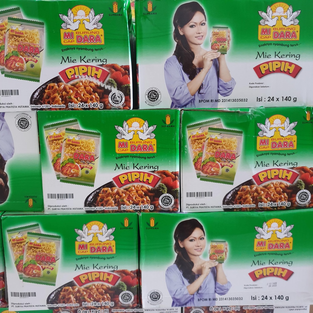 [Dus] Mie Kering Pipih Cap Burung Dara  24 packs x 140 g - MBDP