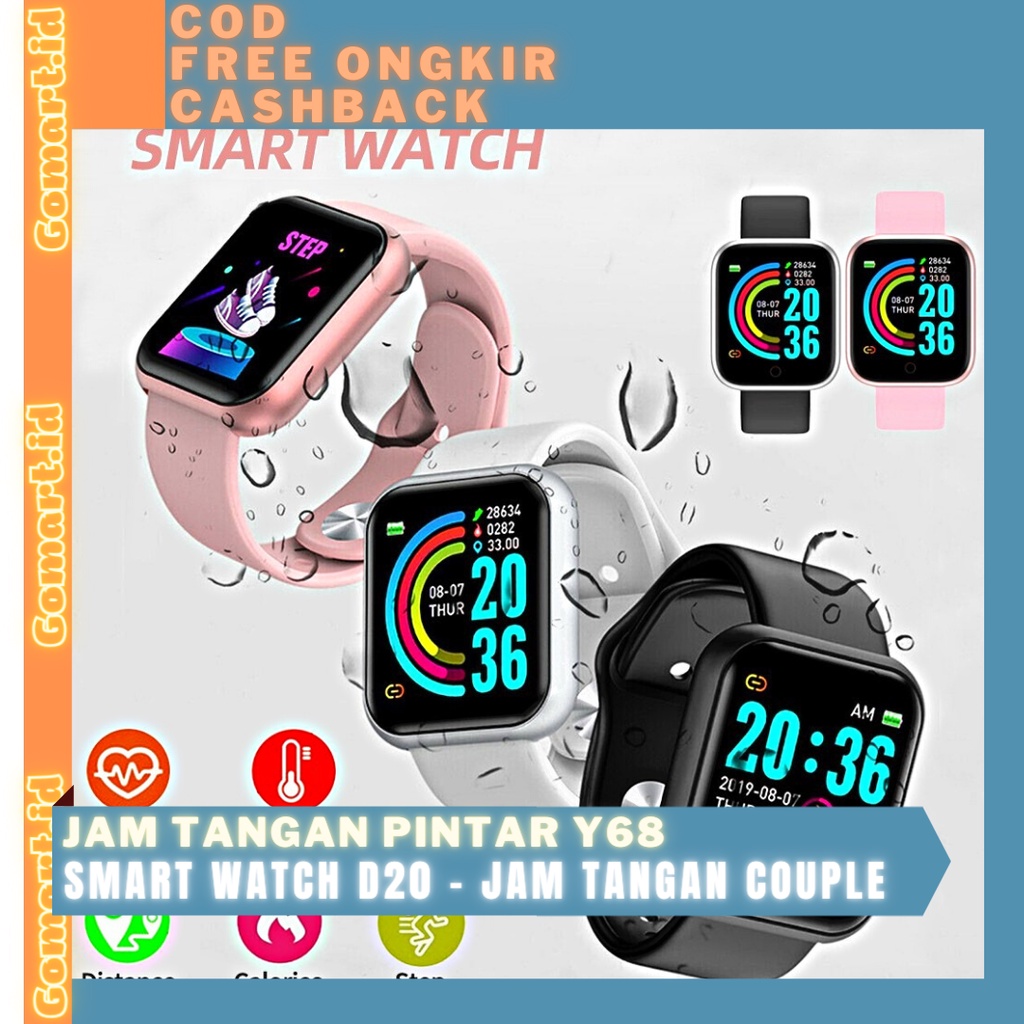 Jam Tangan Pintar Y68 - Smart Watch D20 - Jam Tangan Couple Anti Air IP68