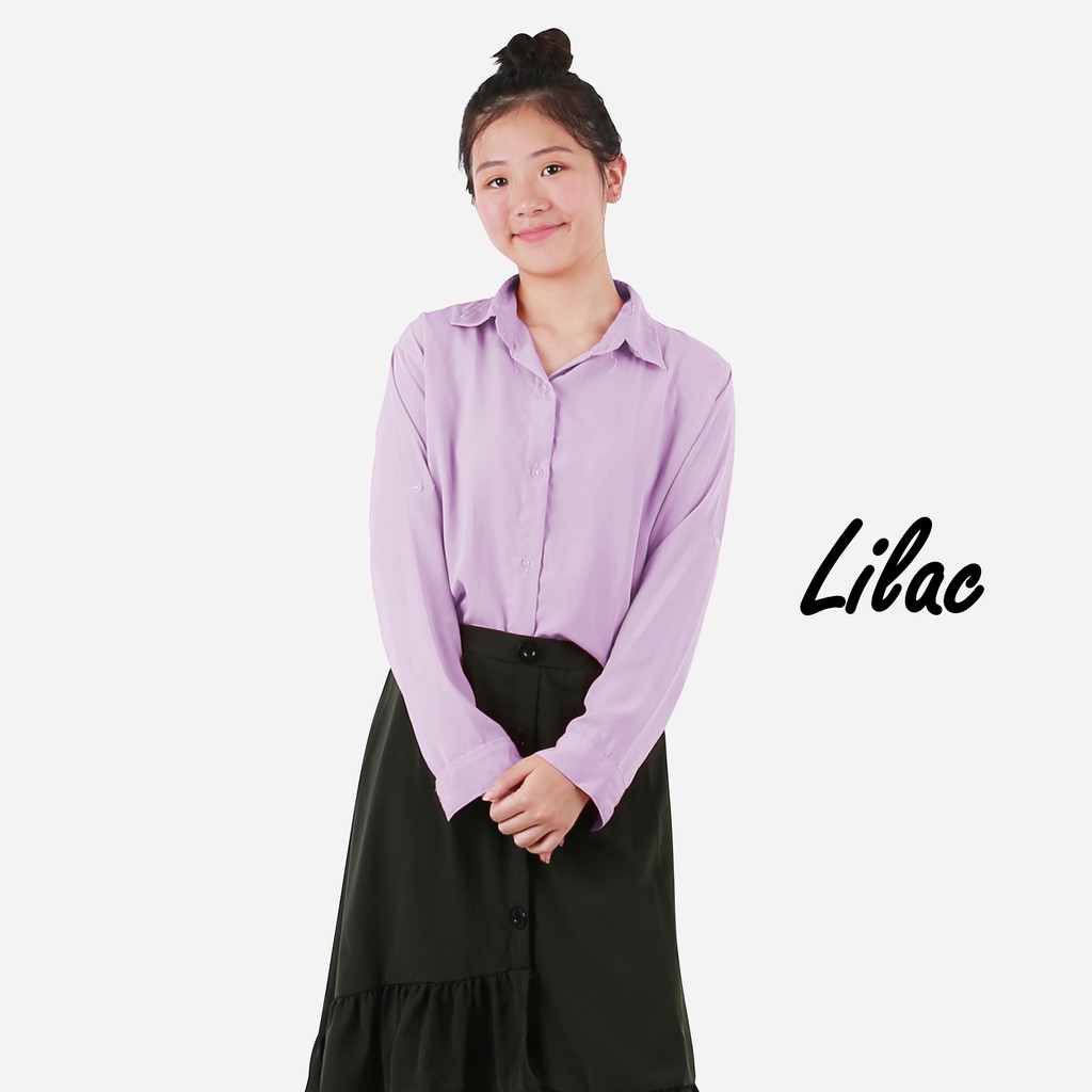 KEMEJA MONALISA POLOS WANITA PANJANG-YELONIX-LILAC