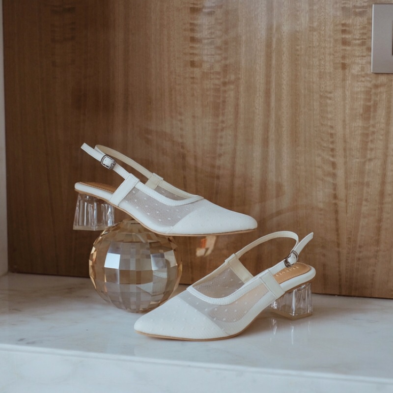 BRSHOES X NISACOOKIE AURORA Shoes Heels Sandal Brukat Wanita Hak Kaca Transaparan