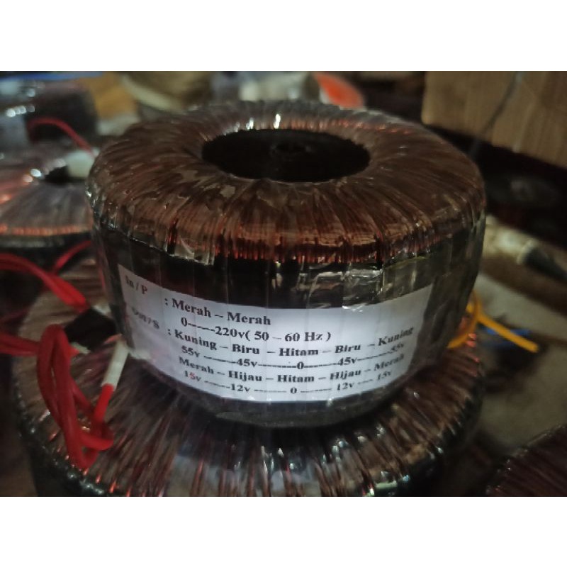 trafo toroid donat 5a ct55v..45v murni