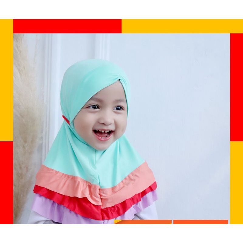 JILBAB ANAK BAYI LUCU 0-3 TAHUN LOL LED MUSIK / HIJAB BAYI ARSYI PELANGI LOL LED MUSIK