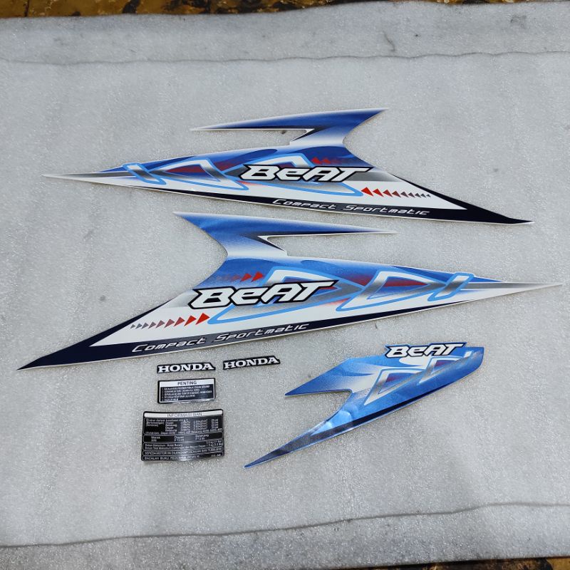 Stiker stripping striping decal graphic Honda Beat karbu karburator Putih biru 2011 2012 ori origina
