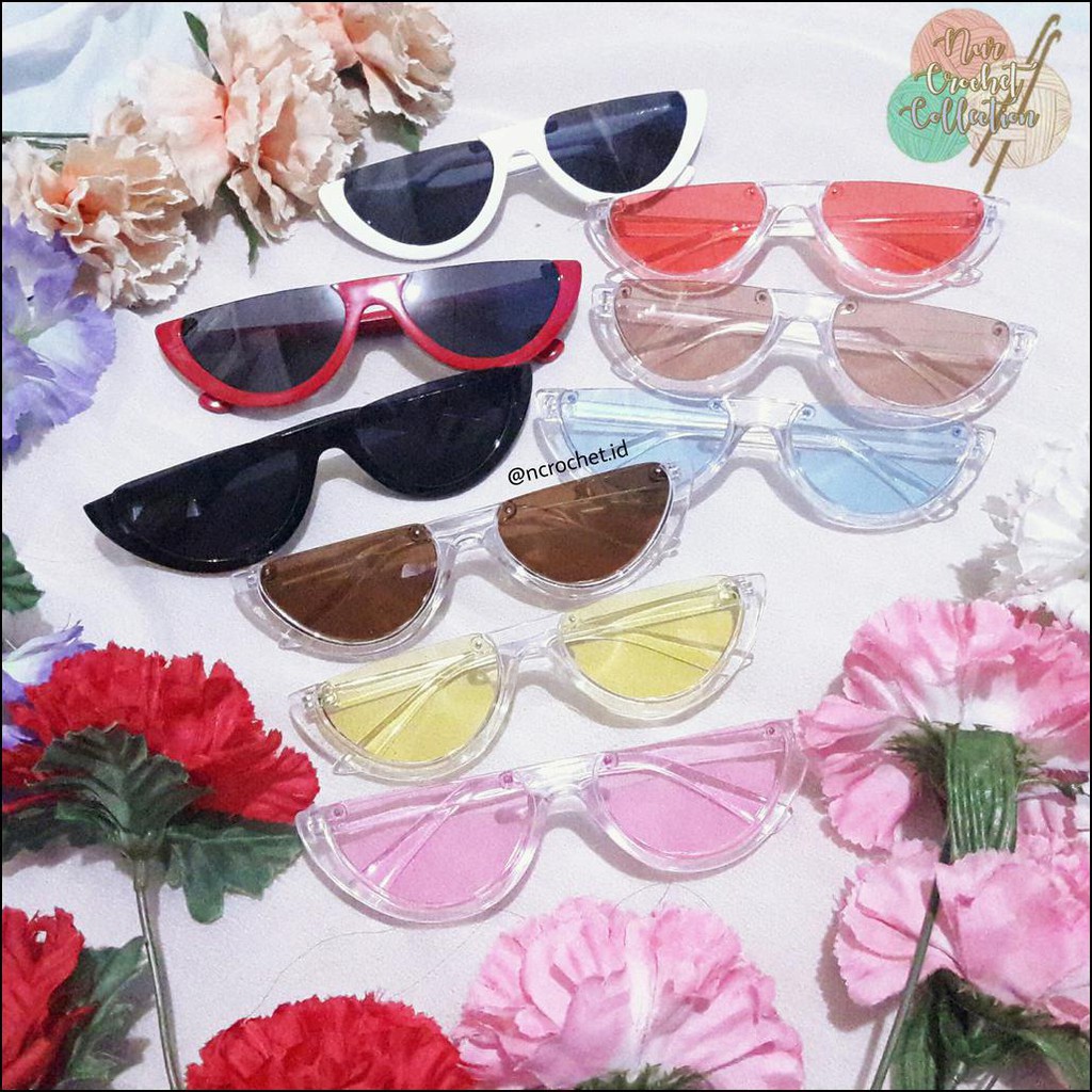 Kacamata Semangka Bingkai Setengah Lingkaran Selebgram Watermelon Half Frame Sunglasses