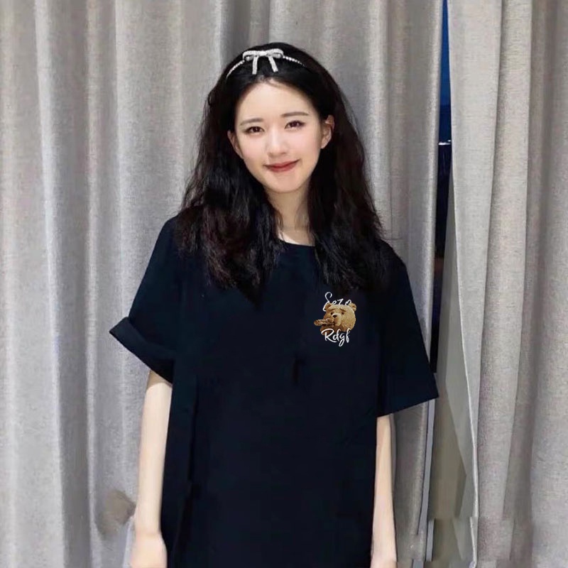 korean style Oversize Teddy Bear T-shirt/Printed T-shirt Kaos Putih Lengan Pendek