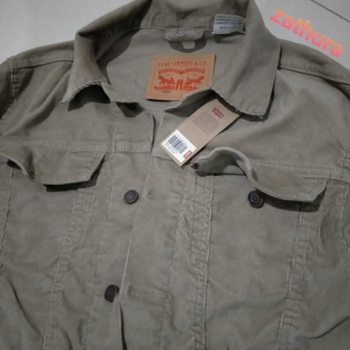 JAKET CORDUROY PRIA ABU MUDA KLASIK ORIGINAL LEVIS MADE IN USA BEST PRODUK