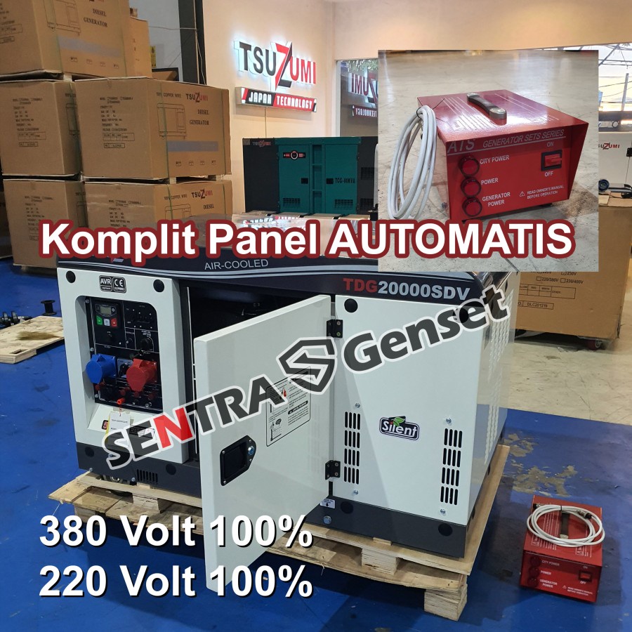Genset silent 20 KVA 17000 Watt + Panel Auto. Tsuzumi TDG 20000 SDV