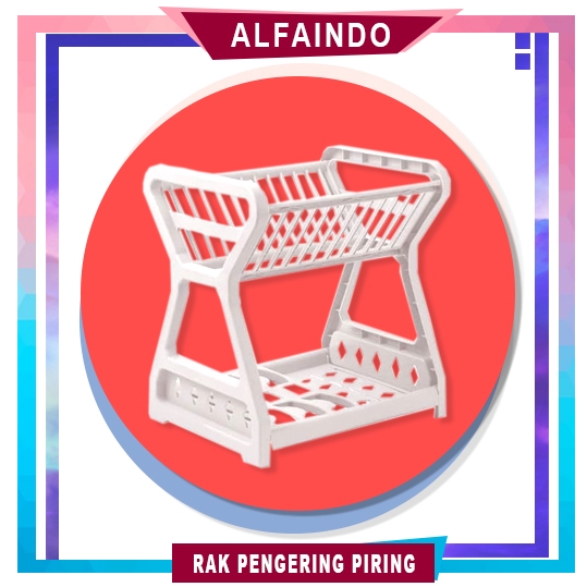 Alfaindo Rak Pengering Piring Dua Susun RD010 dengan Holder Sendok dan Gantungan