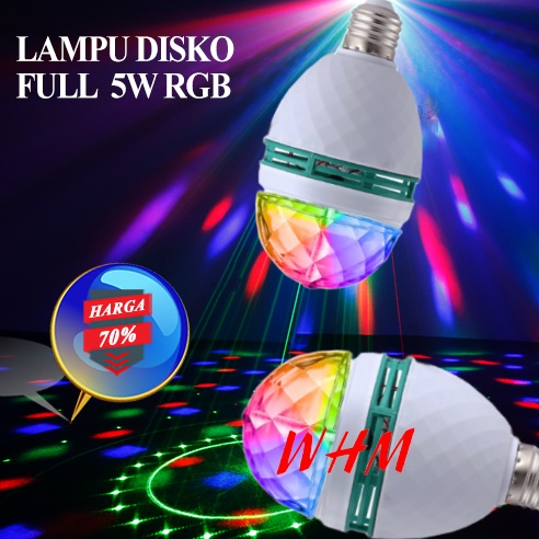 RGB 5W 5LED LAMPU DISCO LED FITTING E27 TUMBLR MINI OTOMATIS DISCO WARNA WARNI /  LAMPU BOHLAM WARNA WARNI